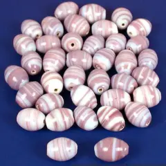 Purple White Swirl Lampwork Oval Glass Beads Approx 38