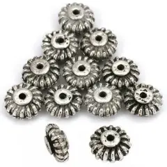Bali Saucer Beads Antique Silver Plated 9.5mm Approx 12