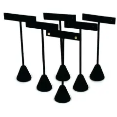 6 Black Velvet Earring T Stand Showcase Displays 5.75"