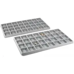 2 Gray 32 Slot Coin Jewelry Showcase Display Tray Inserts