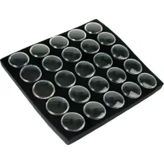 25 Black Foam Gem Jars Gemstone Storage Display Tray Insert