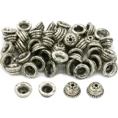Bali End Bead Caps Antique Silver Plated Approx 50