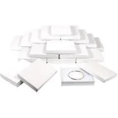 48 White Swirl Cotton Filled Jewelry Gift Boxes 5 3/8"