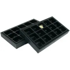 2 15 Slot Jewelry Display Insert & Black Travel Tray