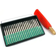 21 Diamond Coated Burs Bead Hole Reamers Handle Tools