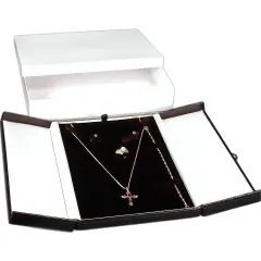 Black & White Earring Ring Necklace Combo Jewelry Box With Snap Lid Kit 36 Pcs