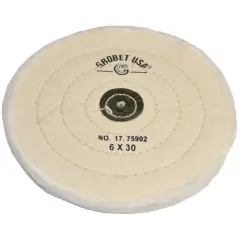 Finex Muslin Buff, 6" x 30 Ply, Leather Center, Item No. 17.75902