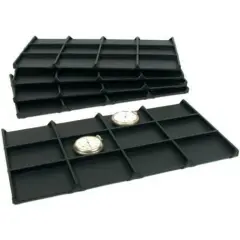 60 Slot Pocket Watch Jewelry Tray Display Black Leather