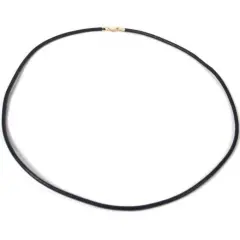 Black Leather Cord Necklace Jewelry 14K Gold Clasp 16" 2 Pack