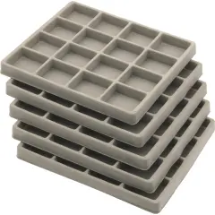 5 Gray 16 Slot 1/2 Size Jewelry Display Tray Inserts New