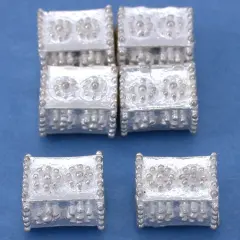 Bali Cube Daisy Flower Bead Silver Plate 10mm 17g App 5