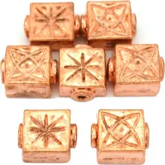 15g Fluted Square Star Beads Copper Plt 10mm Approx 7