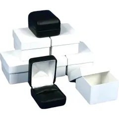 Black Faux Leather Jewelry Ring Box Showcase Display Kit 144 Pcs