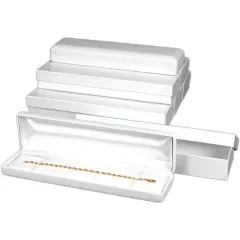 6 White Leather Bracelet Watch Gift Boxes Showcase Displays