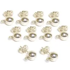 10 Sterling Silver 6mm Ball Stud Earrings & Ear Backs