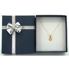 14K Yellow Gold Four Leaf Clover Charm with 18" Cable Chain & Gift Box