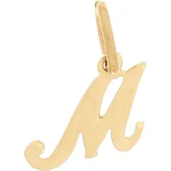 14K Gold Cursive "M" Letter Charm Initial Jewelry 9.5mm