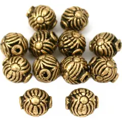 15g Round Bali Beads Antique Gold Plated 8mm Approx 12