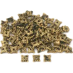 Square Bali Spacer Beads Antique Gold Plt 5mm Approx 95