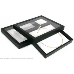 2 White Faux Leather Display Pad & Acrylic Lid Case