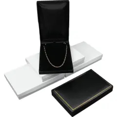 3 Necklace Boxes Black Leather Jewelry Gift Display Box