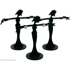 3 Black Metal Earring Dancer Jewelry Showcase Display Stands 2.5"