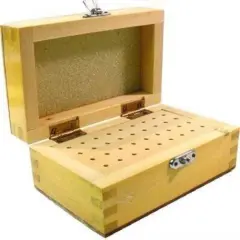 Wood Box Bur Drill Rotary Tool Holder Organizer 36 Hole