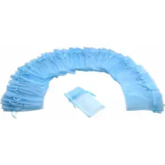 48 Jewelry Light Blue Organza Drawstring Gift Bags 4x5"