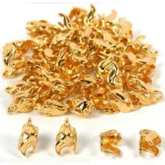 40 Gold Plated Bead Caps Necklace Chain Bail Charms