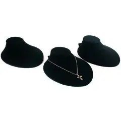 3 Black Velvet Necklace Busts Slatwall Jewelry Displays