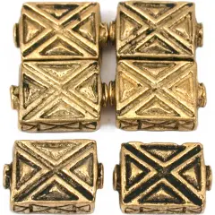 Rectangle X Beads Antique Gold Plated 13mm Approx 6