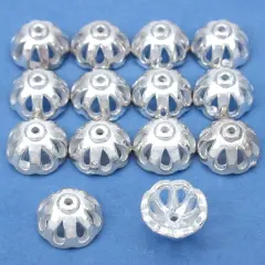 Filigree Bead End Caps Silver Plated 11mm New Approx 14