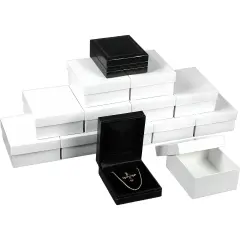 12 Pendant Earring Boxes Black Leather Gift Display Box