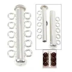 5 Strand Tube Clasp Sterling Silver Necklace Bracelet