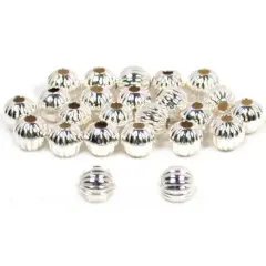 24 Corrugated Beads Sterling Silver Beading Jewelry 3mm