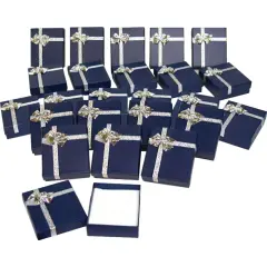 24 Blue Bowtie Pendant & Earring Display Gift Boxes