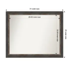 Amanti Art Non-Beveled Wall Mirror, Bark Rustic Char Narrow Frame