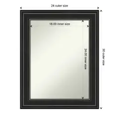 Amanti Art Non-Beveled Wall Mirror, Ridge Black Frame