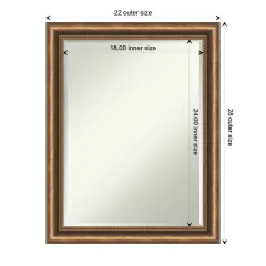 Petite Bevel Wood Wall Mirror, Manhattan Bronze Narrow Frame
