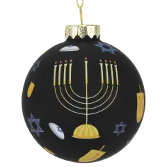 Hanukkah Jewish Glass Ornament Decoration