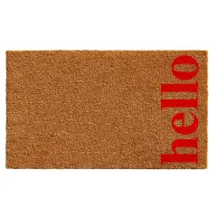 Vetical Hello Doormat Natural/red