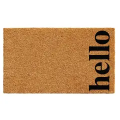 Vertical Hello Doormat, Natural/Black