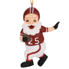 Touchdown Santa Christmas Sports Football Ornament (Dark Red & White)