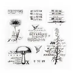 Botanique Vintage Style Small Clear Stamp Set 4x4 inch by Wintertime Crafts