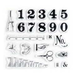 Vintage Numbers Small Clear Stamp Set 4x4 inch by Wintertime Crafts