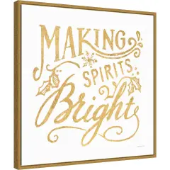 White and Bright Christmas I by Danhui Nai 22-in. W x 22-in. H. Canvas Wall Art Print Framed in Gold