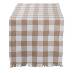 DII Stone Heavyweight Check Fringed Table Runner