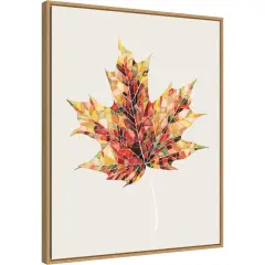 Fall Mosaic Leaf III by Grace Popp 23-in. W x 28-in. H. Canvas Wall Art Print Framed in Natural