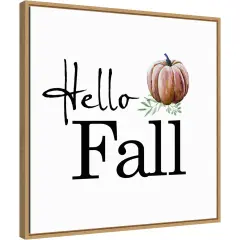 Hello Fall Pumpkin by Amanti Art Portfolio 22-in. W x 22-in. H. Canvas Wall Art Print Framed in Natural
