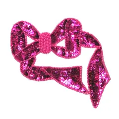 Designer Bow Sequin Applique/Patch Fuchsia